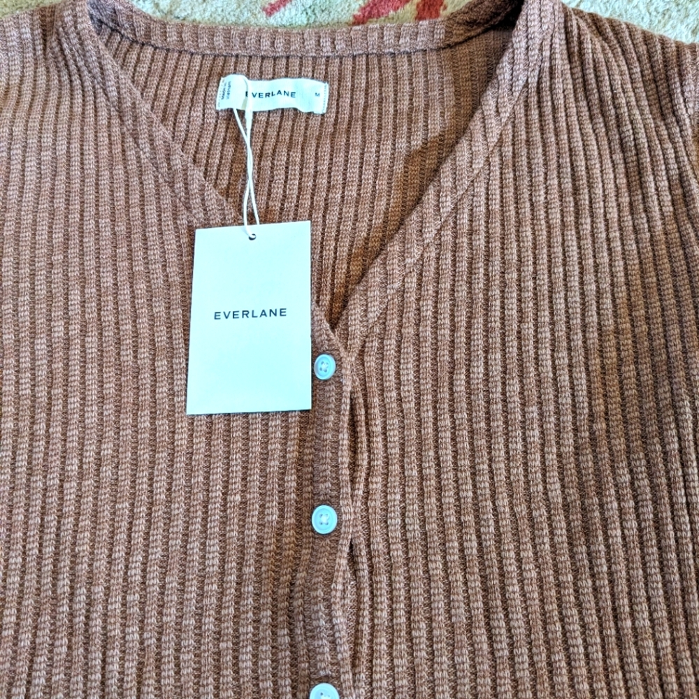 Everlane Brown Ribbed Cardigan - Picture 4 of 6